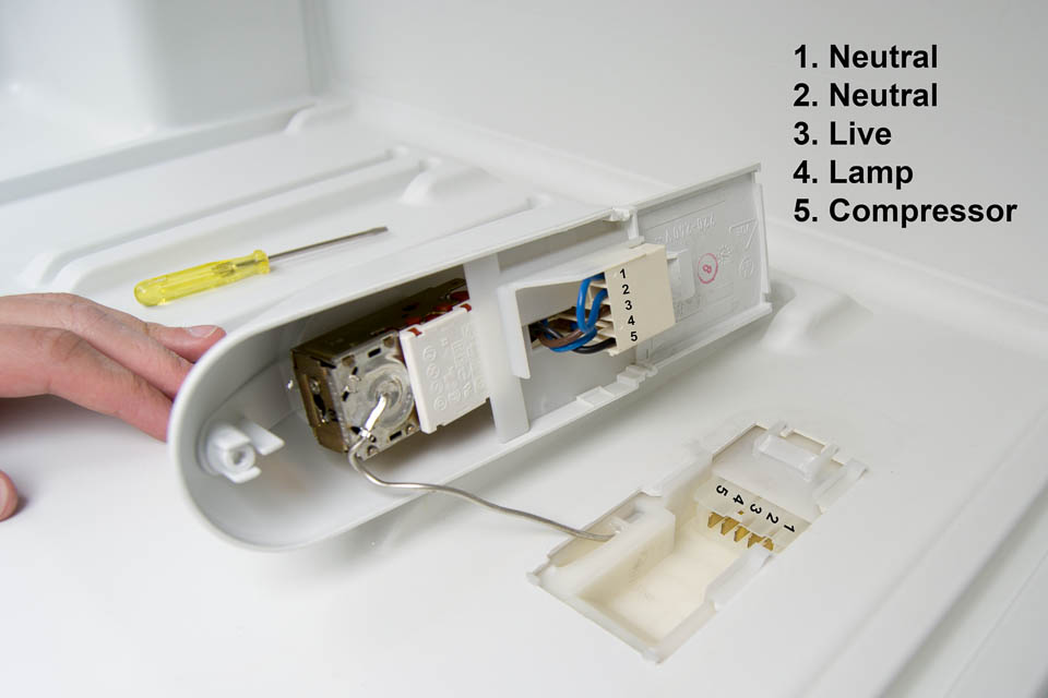 What is the average temperature for the lowest setting on a refrigerator's thermostat?